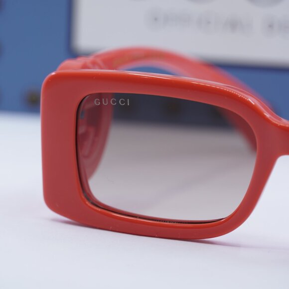 Gucci GG1325S 005 Rectangle Sunglasses - Red/Brown - Picture 3 of 12